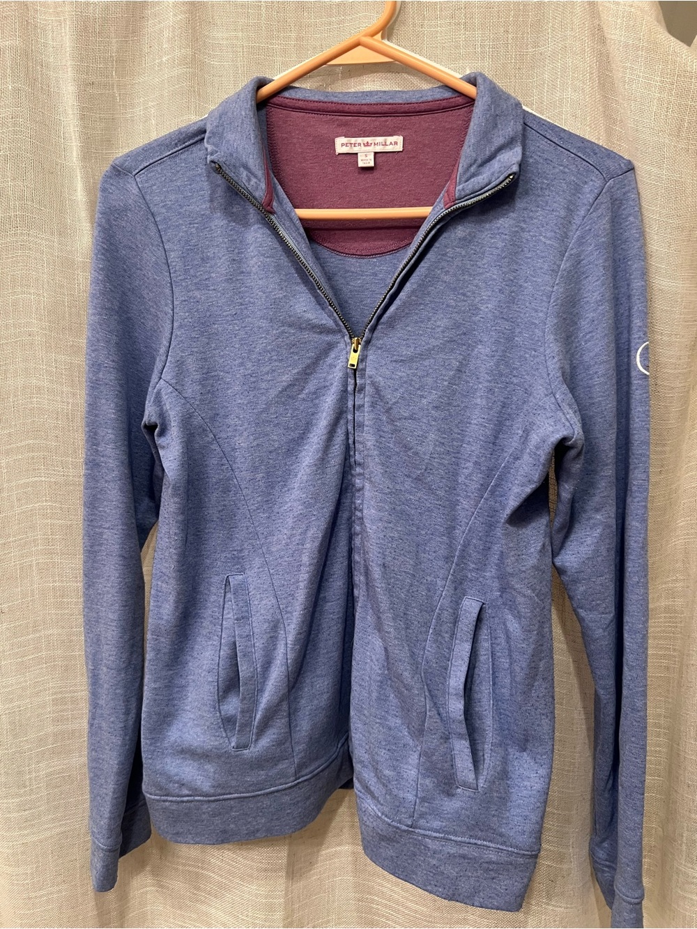 Peter Millar Heathered Blue Full-Zip Women's Jacket with Contrast Interior